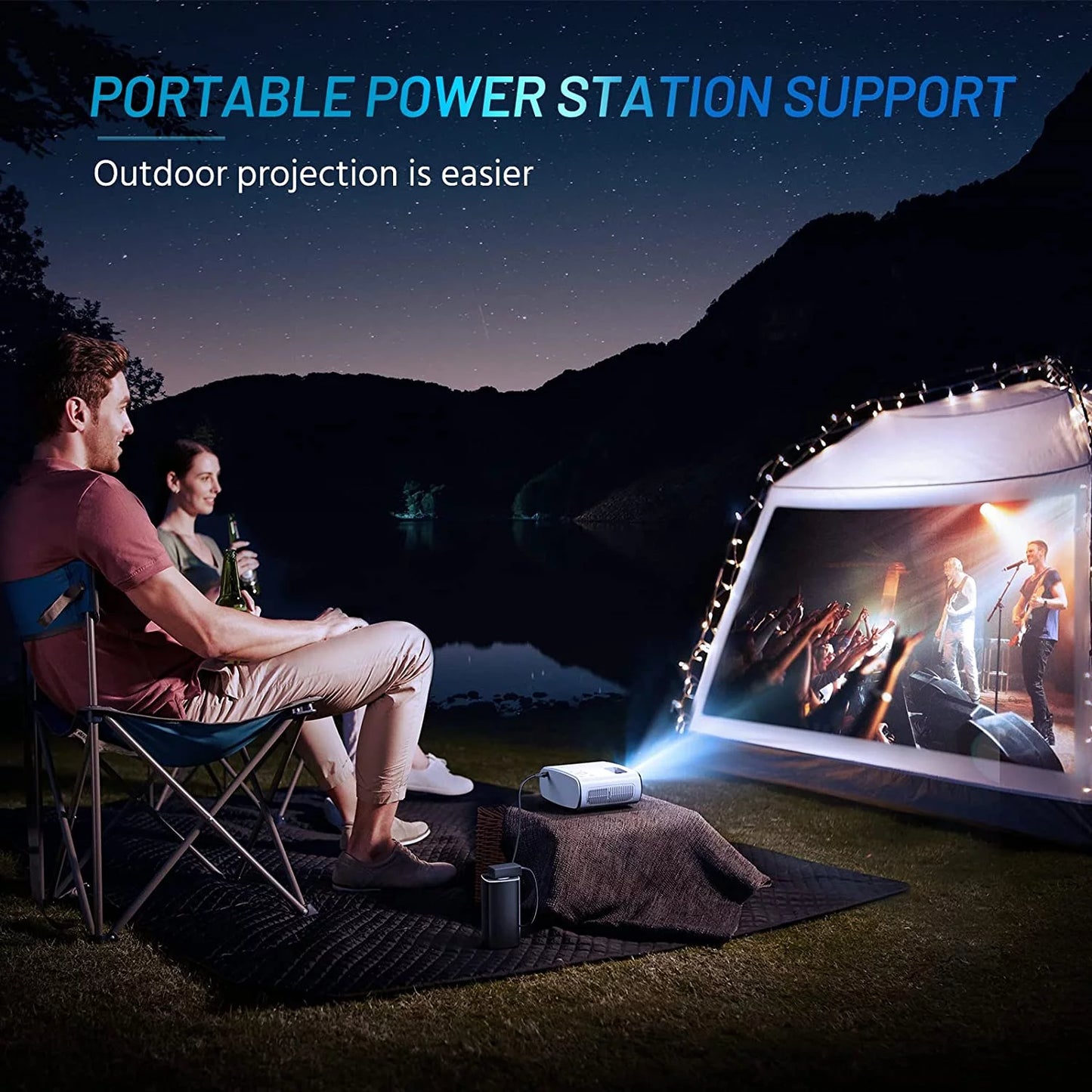 Mini Projector(Tripod and Bag Included),4K Support Native 1080P Portable Movie Projector Compatible with Android/Ios/Windows/Tv Stick/Hdmi/Usb