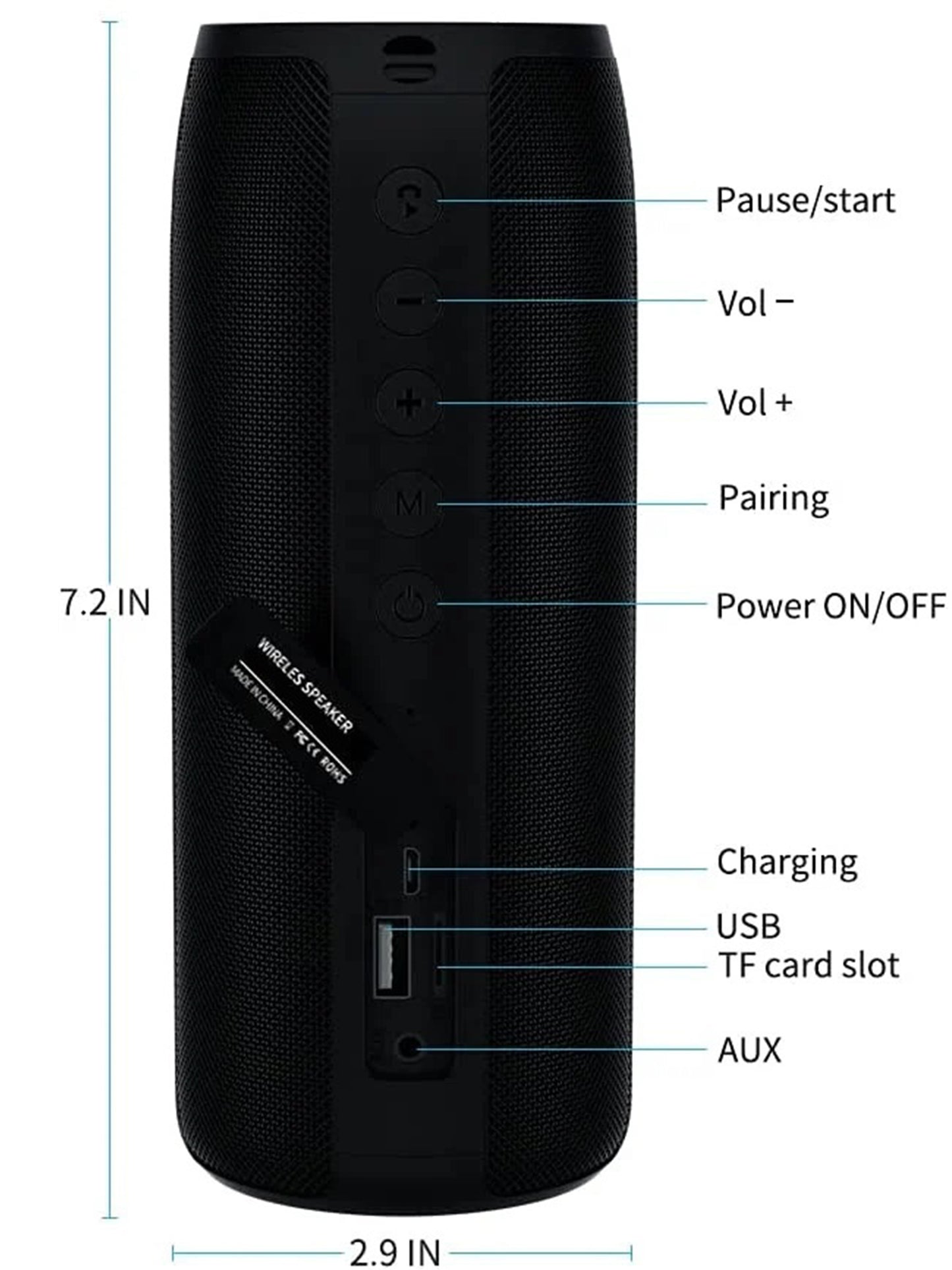 Portable Bluetooth Speaker, Wireless Speaker with Loud Stereo Deep Bass Sound, Outdoor Speakers with Bluetooth 5.0, 30H Playtime, Dual Pairing for Home,Party