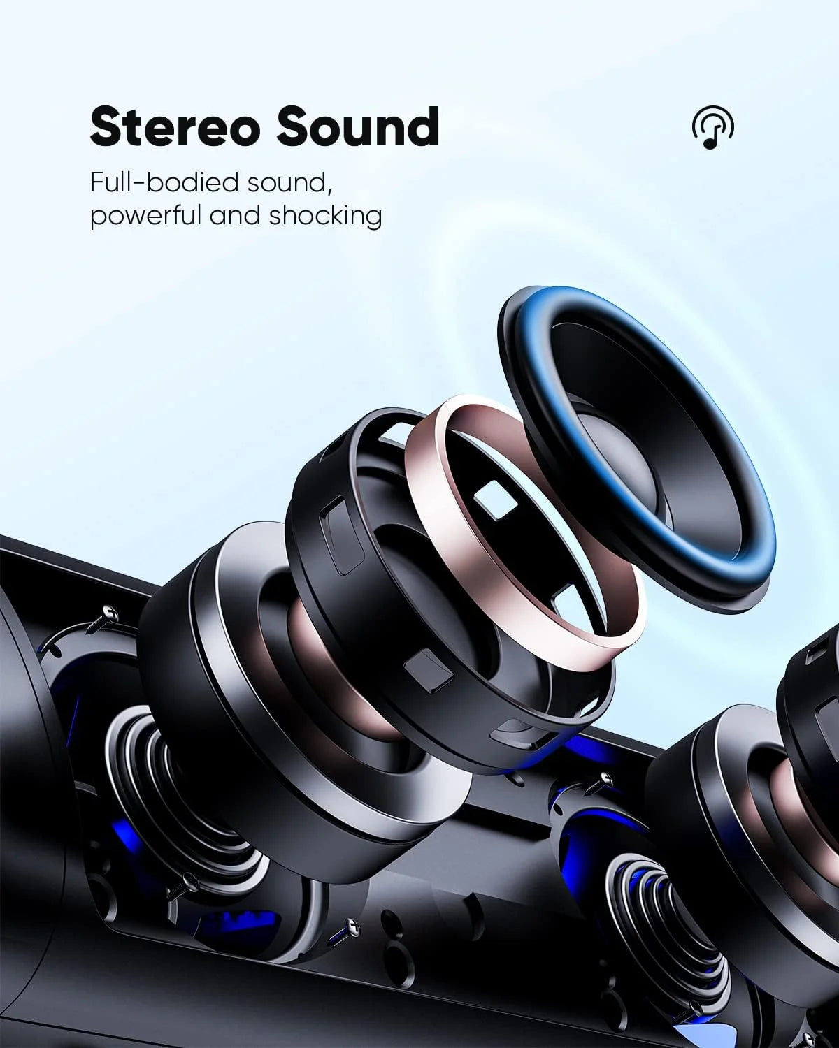Portable Bluetooth Speaker, Wireless Speaker with Loud Stereo Deep Bass Sound, Outdoor Speakers with Bluetooth 5.0, 30H Playtime, Dual Pairing for Home,Party