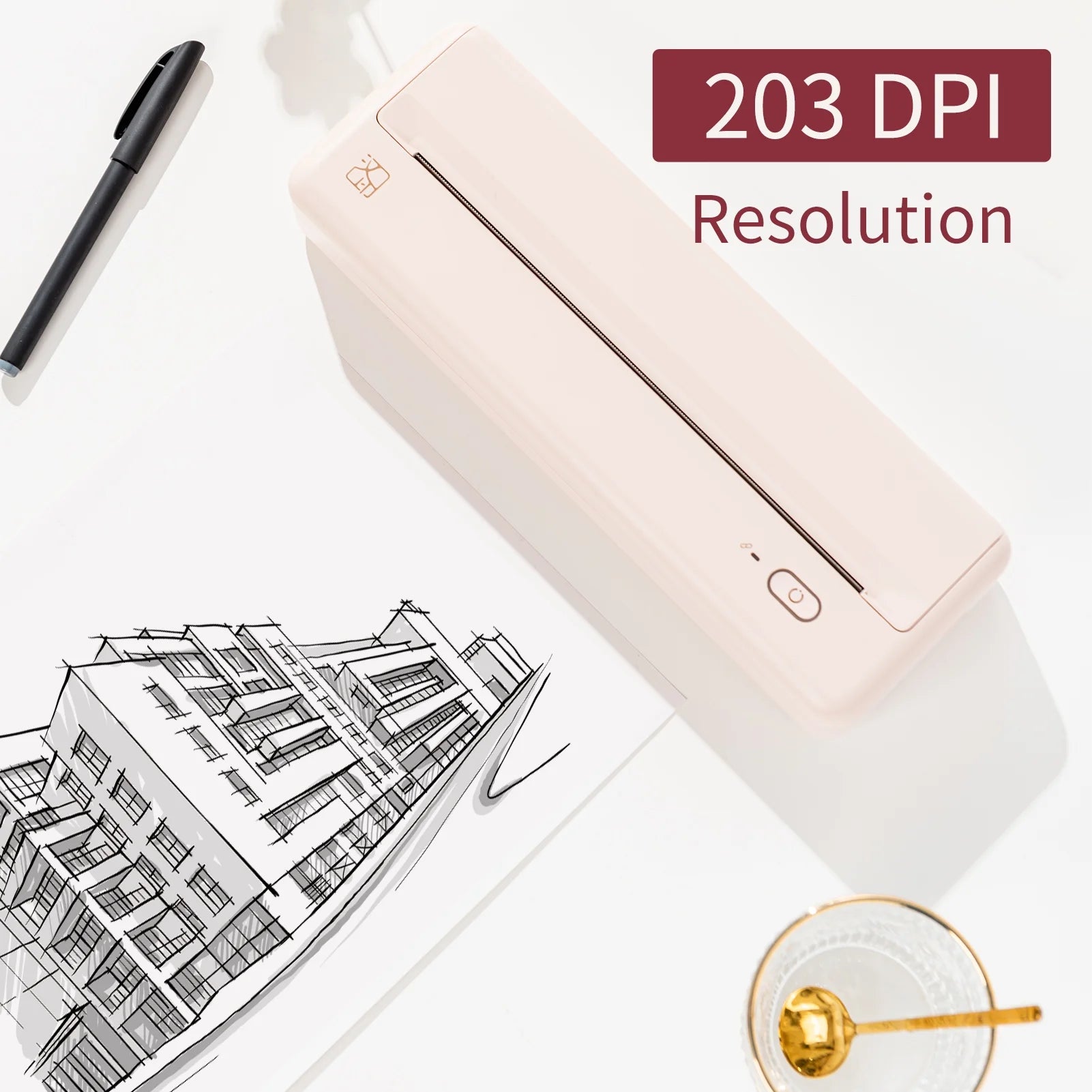 Wireless Portable Printers - A4 Thermal Printer, Monochrome for Travel, Mobile Office, School, Home - Bluetooth Printer Compatible with IOS Android Phone & Laptop