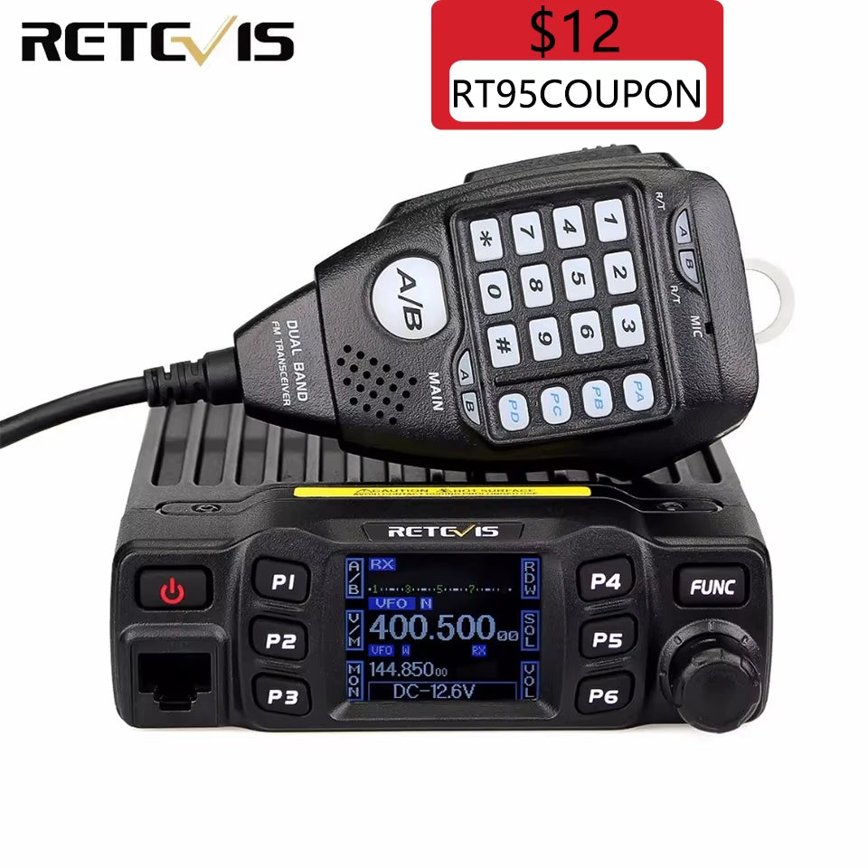 RT95 Car Radio with Screen Ham Car Mobile Radio Station Autoradio Two-Way Radio 25W VHF UHF CHIRP Anytone Base Station