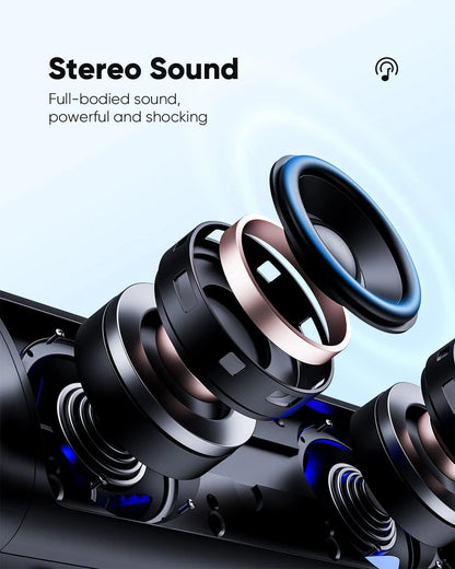 Portable Bluetooth Speaker, Wireless Speaker with Loud Stereo Deep Bass Sound, Outdoor Speakers with Bluetooth 5.0, 30H Playtime, Dual Pairing for Home,Party