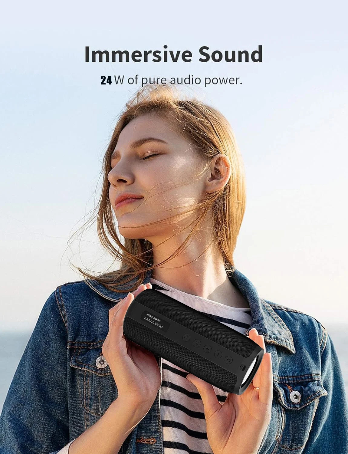Portable Bluetooth Speaker, Wireless Speaker with Loud Stereo Deep Bass Sound, Outdoor Speakers with Bluetooth 5.0, 30H Playtime, Dual Pairing for Home,Party