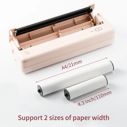 Wireless Portable Printers - A4 Thermal Printer, Monochrome for Travel, Mobile Office, School, Home - Bluetooth Printer Compatible with IOS Android Phone & Laptop